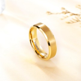 TIGRADE Titanium Rings 4MM 6MM 8MM 10MM Wedding Band in Comfort Fit Matte for Men Women Size 3-15, Gold 6mm, Size 9