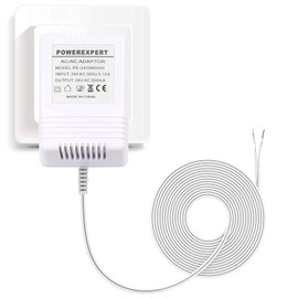 Umelee Doorbell Transformer, 24V 500mA Power Supply with 8m/26ft Long Cable, Compatible with Ring Video Doorbell & Thermostats (White)