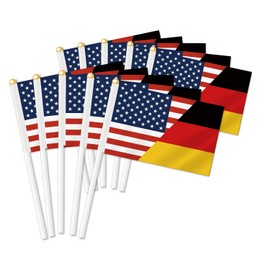 10 PCS Germany USA Friendship Handheld Small Flag, German Deutschland American Flags Hand held Mini Decor Decoration Banner