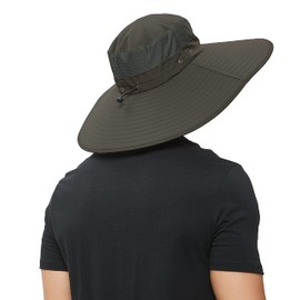 HLLMAN Super Wide Brim Sun Hat-UPF 50+ Protection,Waterproof Bucket Hat for Fishing, Hiking, Camping,Breathable Nylon & Mesh Dark Grey