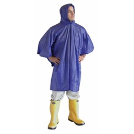 Cordova RP10B Value-Line .10 MM Single-Ply PVC Poncho, Attached Hood & Drawstring, Blue, Size 52"X 80", 10-Pack