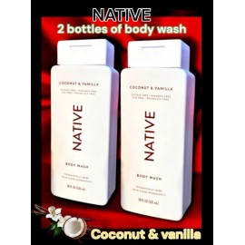Native 2 Pack NATIVE Coconut & Vanilla Body Wash (Large 532ml Each) Organic, Vegan