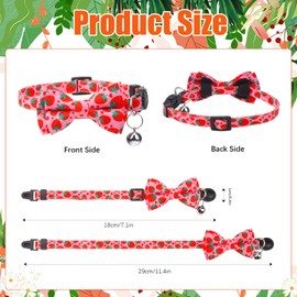 XLSXEXCL 4 Pack Cat Collar with Bow Tie and Bell Breakaway Bowtie Cat Collar Fruit Cat Kitten Collars Spring Summer Adjustable Safety Cat Collar for Boy Girl Cats