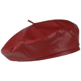 Lipodo Unisex Beret Hat Cap Artificial Leather with Lining for Summer and Winter - bordeaux