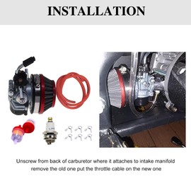 Racing Carburetor 2 Stroke 49cc 50cc 66cc 80cc 100cc with Air Filter for 2 Stroke Engine Gas Motor Motorized Moto Bike Bicycle Scooter Moped Dirt Bike ALKOY