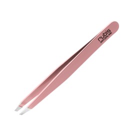 Rubis Classic Stainless Steel Slanted Tweezers for Precise Eyebrows and Hair Removal, 1K108, Pink,Rubis Switzerland Swiss Made World Renowned Precision