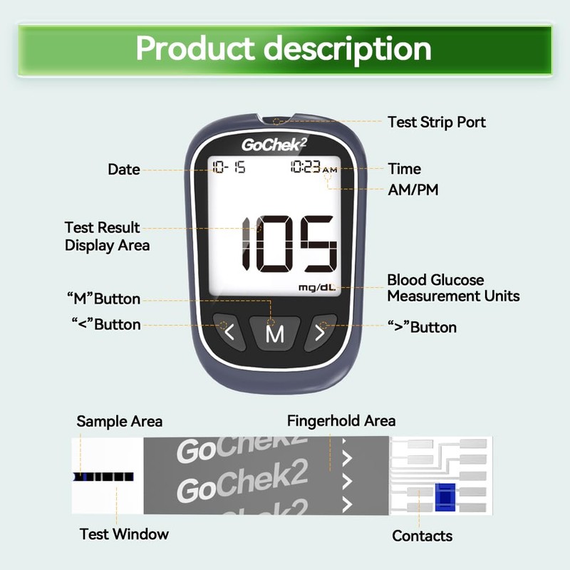 MicroTech Blood Glucose Monitor Kit 100 Strips & Lancets, No