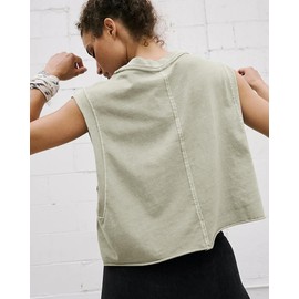 HUGOOME Sleeveless Tee for Women Girl Teens Light Grey