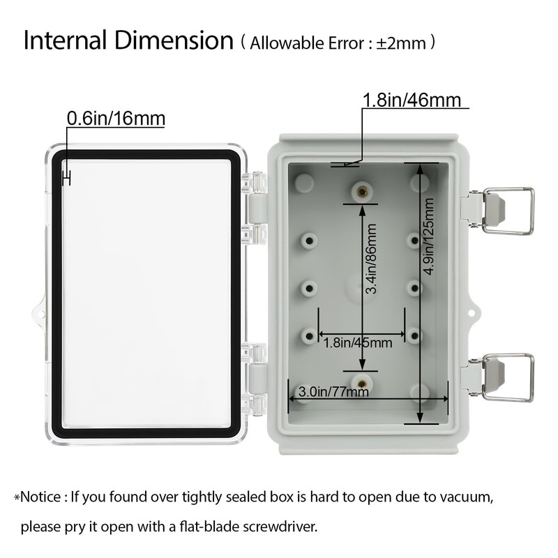 LeMotech Electrical Box, IP67 Waterproof Hinged Clear Cover Stainless Steel