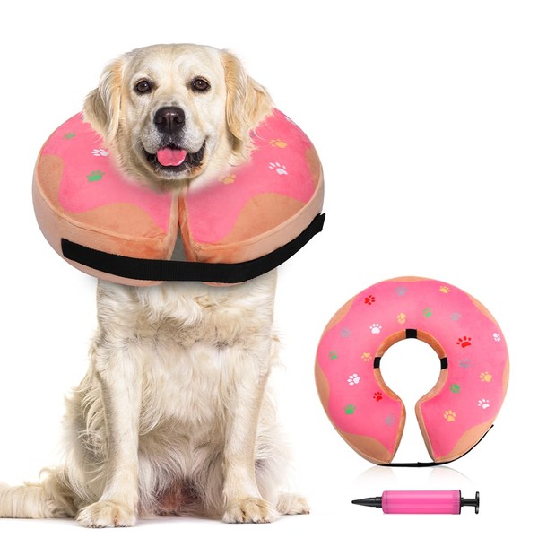 DEWVIE Inflatable Dog Cone Collar, Protective Recovery Collar Cone for