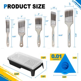 KATA DIY Painting Tool Kit, 4 Inch Paint Tray, 8-Pack Disposable Paint Pan Liners, 5-Pack Brushes, 32pcs Painters Pyramid Stands for Wall, Furniture, Cabinet Door Painting, Home Improvement Supplies