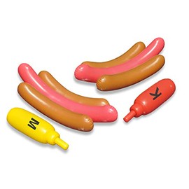 SWIMLINE Inflatable Joust Set – Pool Battle Game with Ride-On Floats & Boppers, Hotdog, Ketchup & Mustard, Brown, Red, Yellow