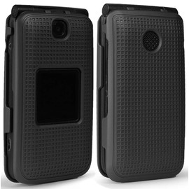 Case for Alcatel Go Flip V, Nakedcellphone [Black] Protective Snap-On Cover [Grid Texture] for Alcatel Go Flip, MyFlip 4G, QuickFlip, AT&T Cingular Flip 2, (A405DL, 4051s, 4044, A405)