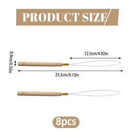 8Pcs Hair Extension Loop Threader with Wooden Handle Hair Loop Pull Through Tool Flexible Non-Slip Micro Rings Nano Beads Styling Accessories for Hair Feather Extensions DIY Hairstyles Beaded Crafts