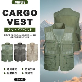 AOWOFS Mesh Vest, Men's Fishing Vest, Photographer Vest, Multiple Pockets, Work Vest, For Autumn, Photography, Fishing, Multifunctional, Breathable, Quick Drying, UV Protection, Outdoor Activities,