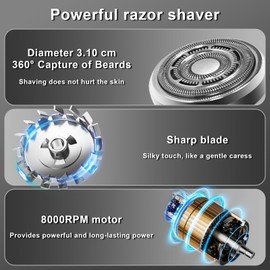 Mini Electric Shaver, Portable Razor for Men, Waterproof Travel Cordless Shaver with USB-C Fast Charging, LED Battery Display Face Shavers for Wet/Dry Shaving