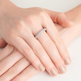 MORGAN & PAIGE Pavéd Eternity Ring - Classic Cubic Zirconia Pavé Ring Anniversary Eternity Band - 925 Sterling Silver Women’s Infinity Ring - Size 6