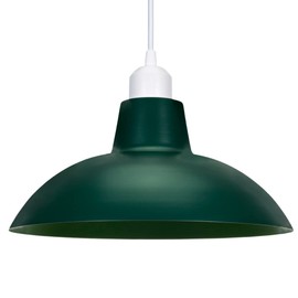Industrial Retro Designed Matt Forest British Racing Green Curved Metal Ceiling Pendant Light Shade | 60w Maximum | 29cm Diameter by Happy Homewares