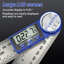 Preciva Digital Protractor with Screen Hold and 180° Rotating Function, 400 mm Angle Gauge Angle Bevel Ruler Made of Plastic for Woodworking, Home Work