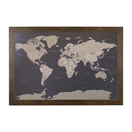 Push Pin Travel Maps Customizable Wall Art - Earth Toned World - Rustic Brown - Framed Pin Map, Includes 150 Pins - Handcrafted in USA - 27.5" x 39.5"