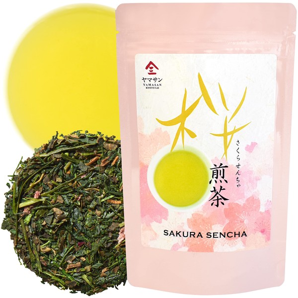Sakura Green Tea Sencha with Cherry Blossom Petals - Japanese Sakura Loose Leaf Green Tea (80g)【YAMASAN】