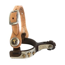 Baby Toddler Show Spurs & Leather Straps Set Three Crosses Silver Engraving