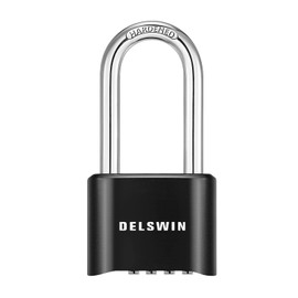 DELSWIN Combination Lock Outdoor Padlock - Weatherproof 4 Digit 2.5 inch Long Shackle Combination Padlock for Gate, Shed, Trailers, and Sports Lockers(Black,1Pcs)
