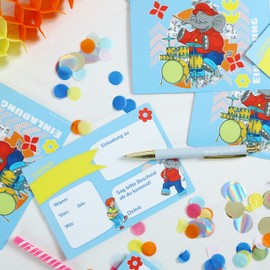 Papierdrachen Benjamin Blümchen 12 Invitation Cards for Children's Birthday Party DIN A6 Invitation Cards for Boys and Girls up to 10 Years