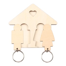 Luckious Brand Wooden Couples Key Holder for Wall Plaque – Key Chain Organizer with 2 Keyrings for House Keys – Stylish Home Decor Key Accessories