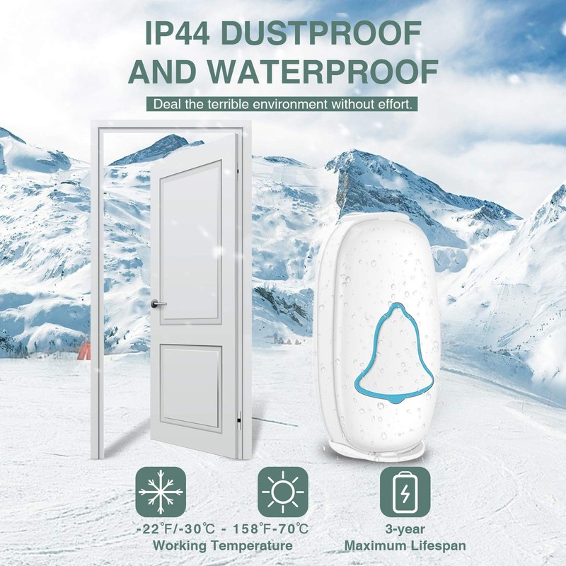 BO YING Wireless Doorbell, Bo Ying Waterproof Door Bell with