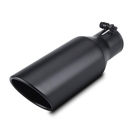 LCGP 2.5 Inch Inlet Exhaust Tip 2.5" x 4" x 12" Black Exhaust Tailpipe With Blot-On Design, Universal for Car