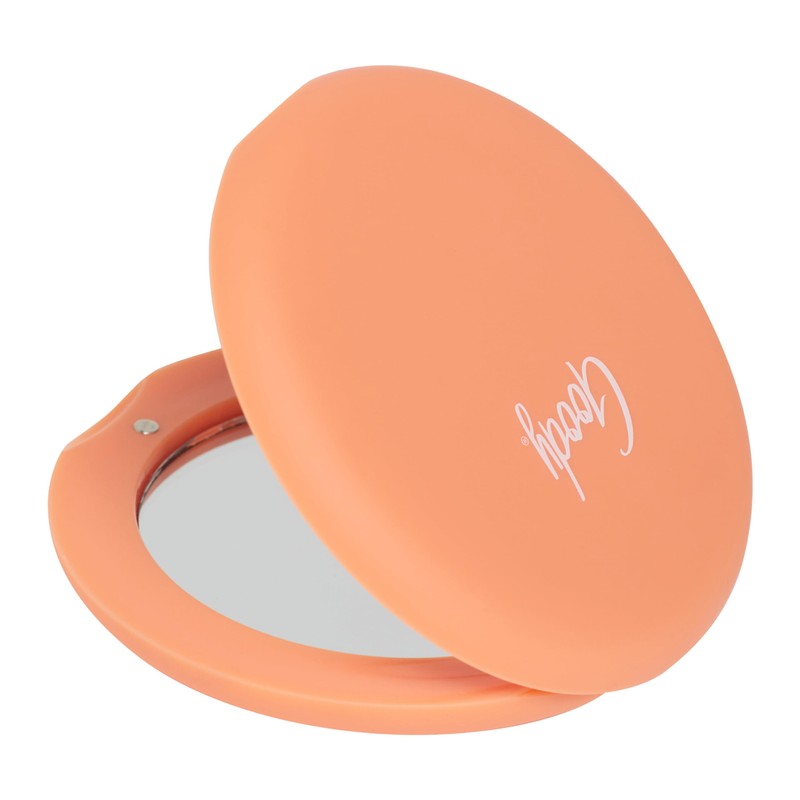 GOODY Compact Mirror - Coral, Double-Sided Easy-Grip Magnifying Mirror with