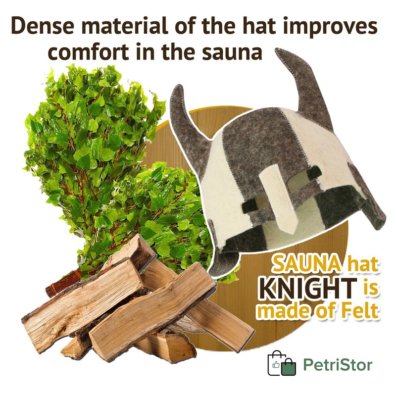 PetriStor Wool Sauna Hat Knight for Man Natural Felt 100%