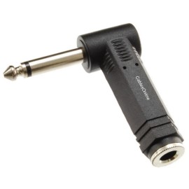 CablesOnline Right-Angle 1/4" (6.35mm) TS Mono Male to 1/4" Mono Female Audio Adapter, AV-A61