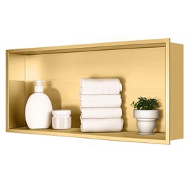 Elefloom Shower Niche, Stainless Steel Modern Bathroom Niche, No Tile Needed Recessed Shower Shelf Organizer for Storage, Rose Gold, 12"×24"