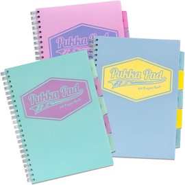 3 X Pastel A4 Wirebound Project Book Ruled 80gsm – 8630-PST - Assorted