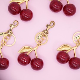 Nylry Cherry Bag Charm Purse Charms for Handbags Keychain - A-Z Letter Initial Key Chains - Cute Cherry Accessories Gifts - Red