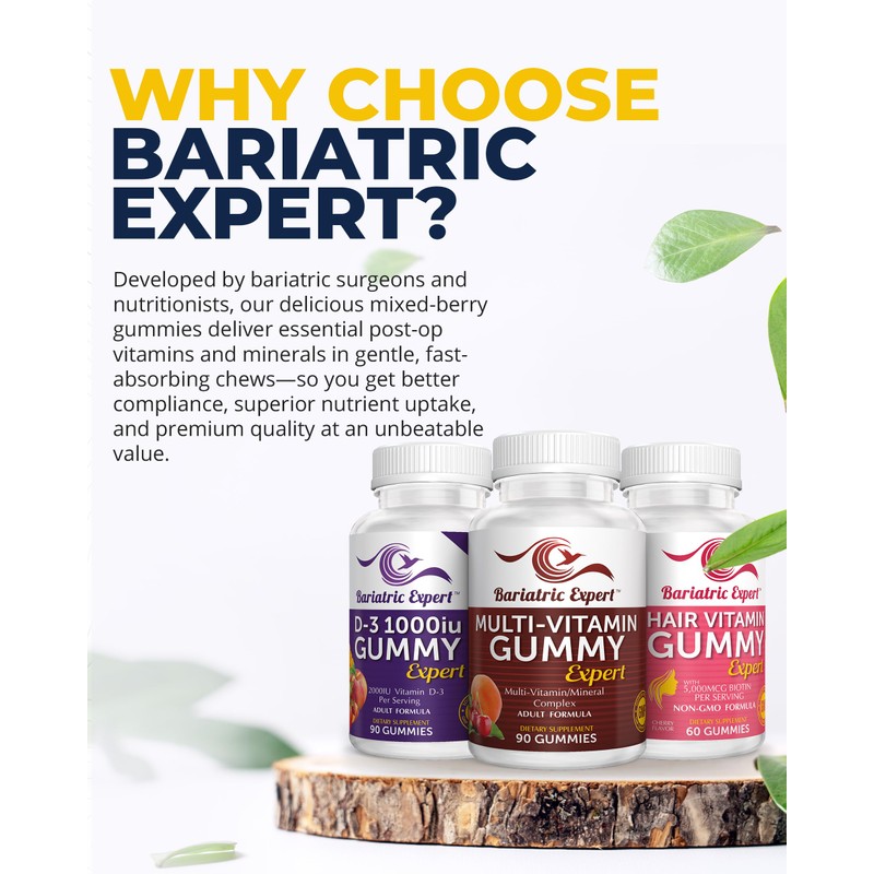 Bariatric Multivitamin 3 Pack, Multivitamin Gummy 90 Chews. - D3