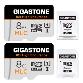 [10x High Endurance] GIGASTONE Industrial 8GB MLC Micro SD Card 2-Pack, Full HD Video Recording, Security Cam, Dash Cam, Surveillance Compatible 85MB/s, U1, with Adapter [5-Yrs Free Data Recovery]