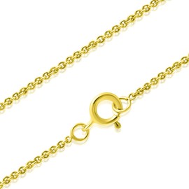 Sterling Silver 1mm Round Cable Chain Necklace for Women, 14-36 inch (Yellow Gold Flashed Silver, 19)