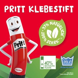 Pritt Colla stick, sicura e adatta ai bambini per arti mestieri, forte scuola ufficio, 6x 22 g