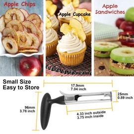 Obsoorth Small Apple Corer Tool Stainless Steel Cool Kitchen Gadgets Fruits Core Remover for Coring Pears Tomatoes Bell Peppers Fuji Honeycrisp Gala Cupcake Small Vegetables - Black