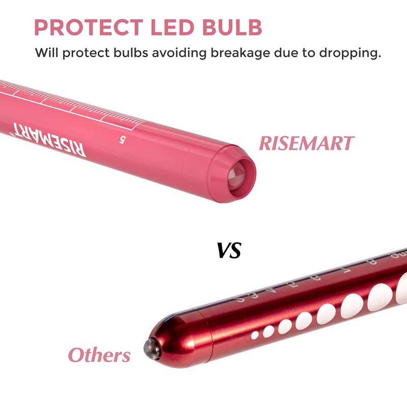 RISEMART 2PCS Pen Torch Light Reusable LED Penlight with Pupil