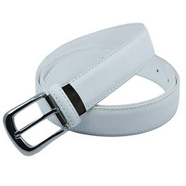 YEHMAN Women classic leather belt with metal pin buckle ajustable 120 cm 3 cm width (White)
