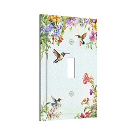 JDAKHD Light Switch Cover Plate Hummingbirds & Floral Watercolor Art 1 Gang Decorative Wall Plate Tropical Botanical Birds Single Toggle Outlet Switch Faceplate Cover for Kitchen Home Decor