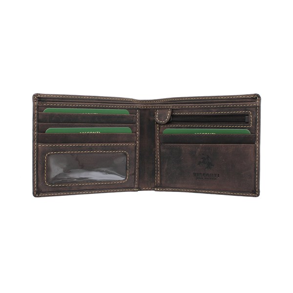 VISCONTI Hunter Oiled Leather Shield Wallet 707 Oil Brown RFID