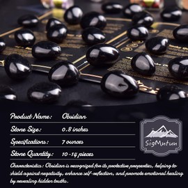 SigMntun Polished Stone Set Obsidian Crystals, 0.8" Handpicked Tumbled Gemstones Rocks, Pebbles for Reiki, Chakra, Healing, Home Decor