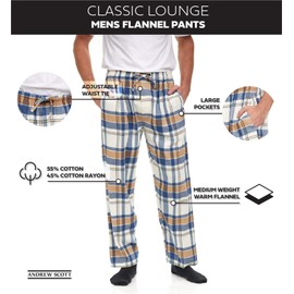 Andrew Scott Men's Cotton Super Soft Flannel Plaid Pajama Pants- 2 Pack