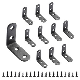 Small Brackets, 10Pcs Stainless Steel Right Angle Bracket, 40x40mm Small Shelf Brackets Angle Iron, Security Corner Brace, Wall Bracket for Wood Shelf Furniture Desk Y3LXZJ (Black 40x40mm)