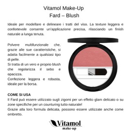 Fard Blush Vitamol Face Make-Up Lasting Makeup and Eyeshadow 4 g (Rose)